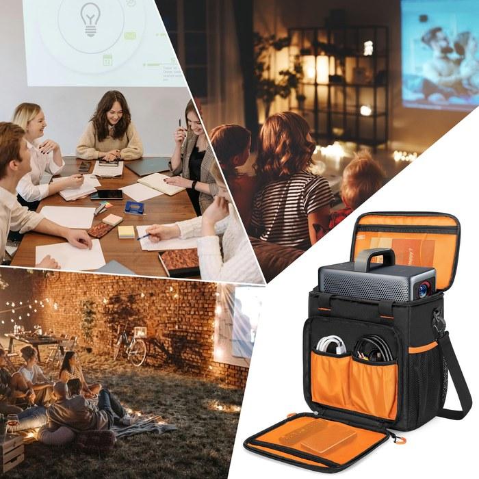 PGmoon Travel Carry Case Nebula Mars 3/Cosmos Laser 4K/SE Projector Storage Bag with Accessory Pockets (Patented Design) Black/White
