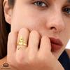 Dreamtimes Smiley Face Figurine Sign Language Rings for Women Men Adjustable Opening Stainless Steel Finger Stickman Couple Ring