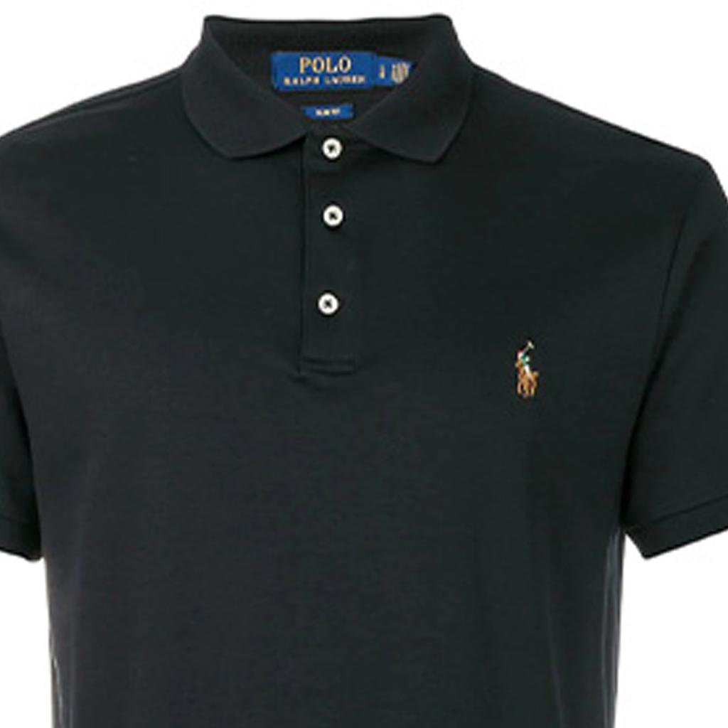 Polo Ralph Lauren Logo Embroidered Short Sleeve Polo Shirt Men tops Black 710685514-002