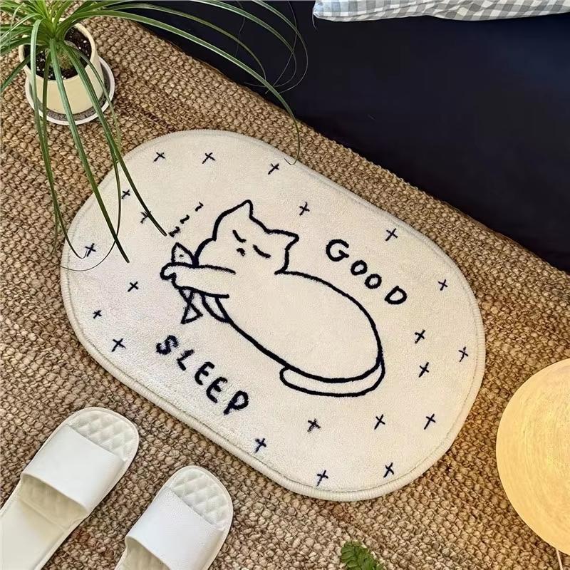 

VIKAMA Cartoon-Printed Simple Pattern Carpet Non-Slip Absorbent Doormat Rug For Bedroom Carpet For Live Room Bathroom Mat Home D 40X60CM (1.3X2FT