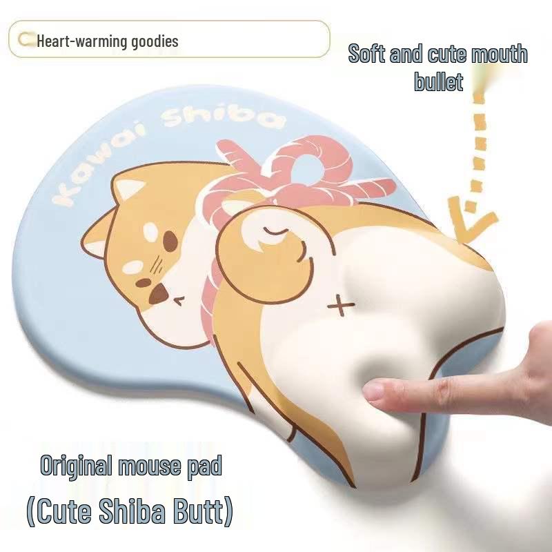 Pacha Dog Rubber Wrist Support Mouse Pad & Cute Keyboard Hand Rest Desk Pad - Ins Style