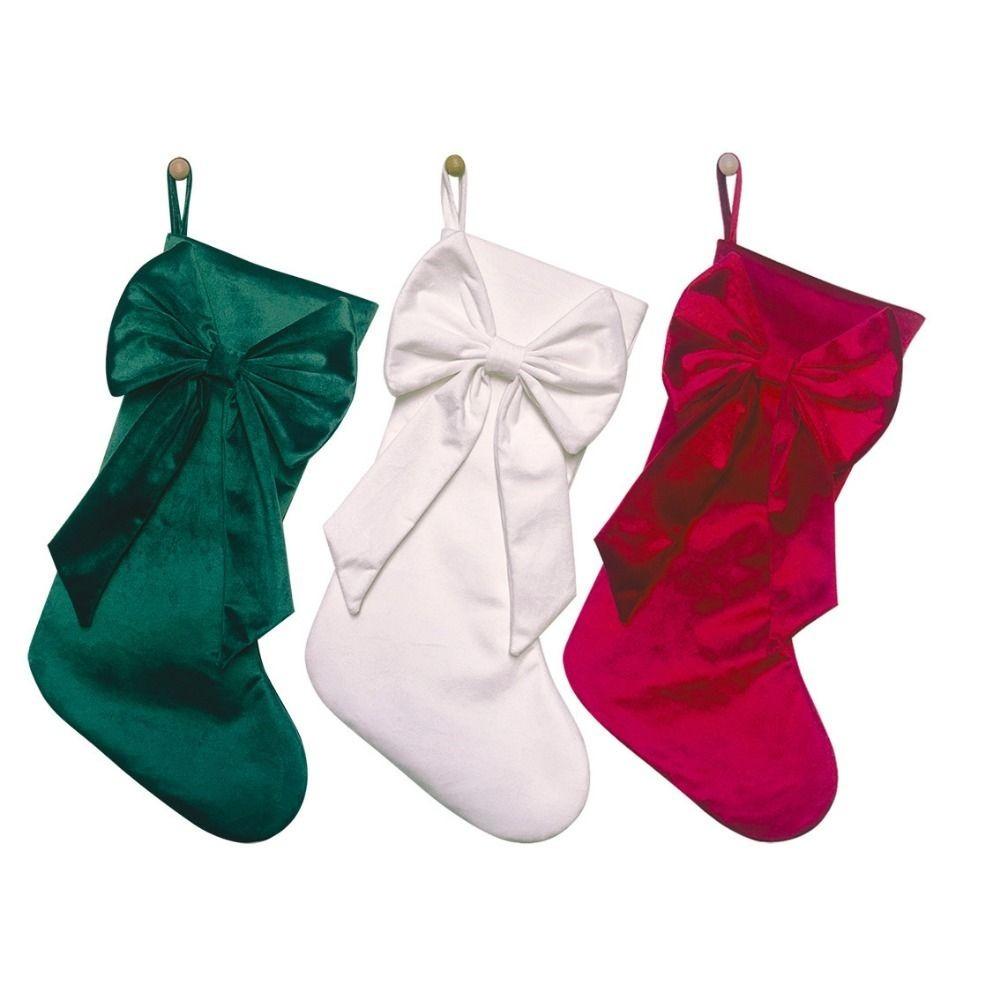 Mehrfarbige Geschenkstrumpf-Tasche Schleife Hängende Dekoration Kreative Weihnachtsstrümpfe Geschenk