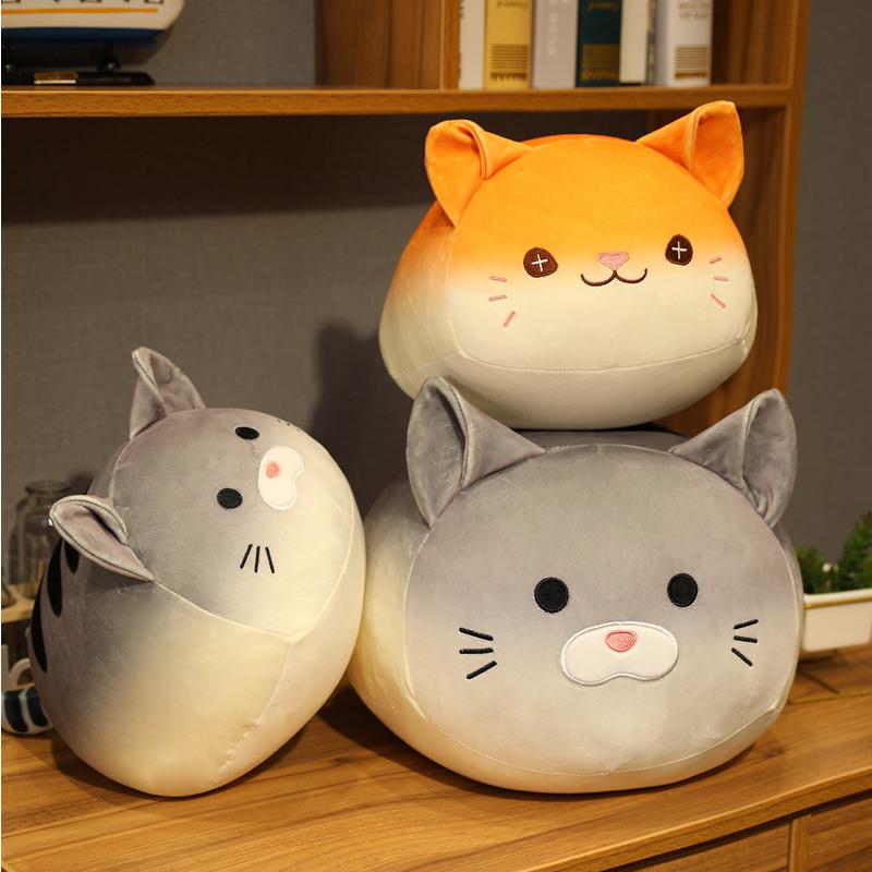 Cartoon Soft Round Cat Plush Toy Sofa Pillow Cushion Down Cotton Bread Kitty Doll Cute Children'S Room Decor Kids Girls Gifts