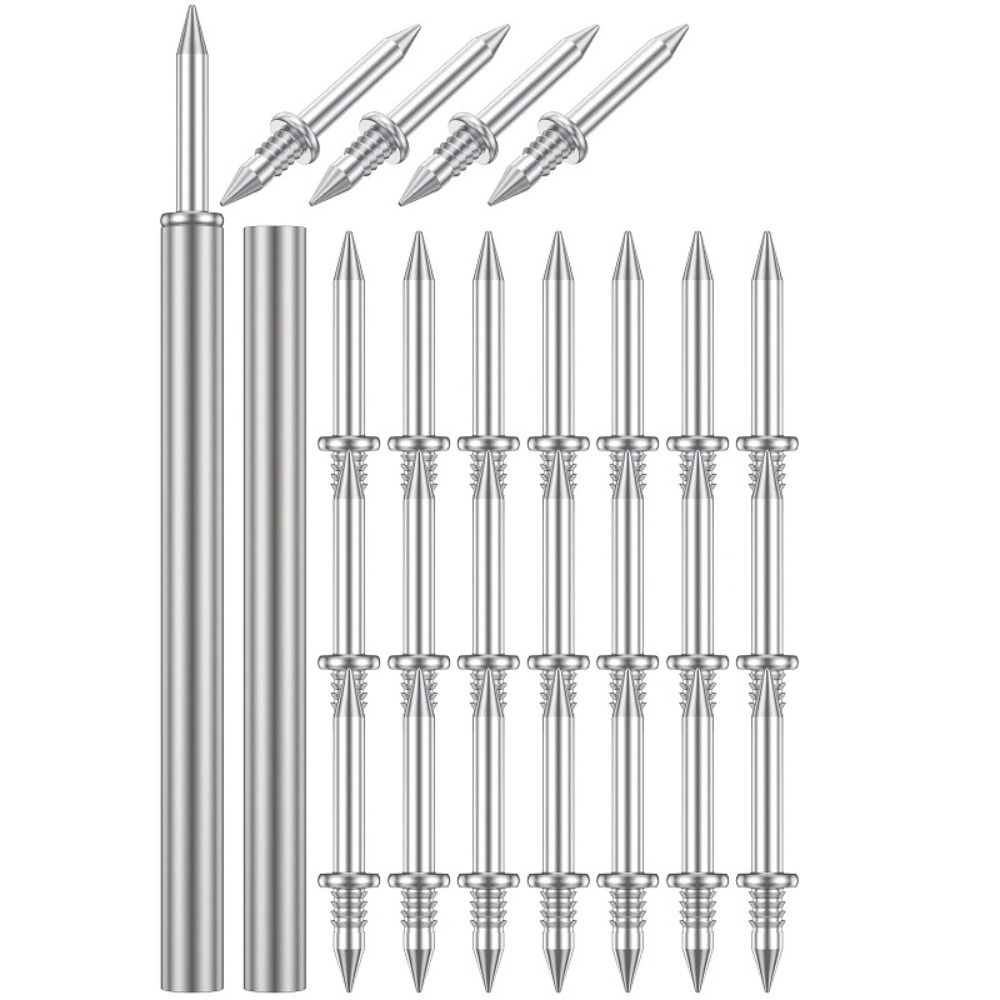 100Pcs with Sleeve Tools Seamless Nails Zinc Plated Corrosion Resistant Skirting Nails Double Head Thread Nails Woodworking