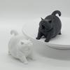 DYS 3D Printed Cute Yawning Chubby Cat Figurine, Black White, Wide Stable Anti-Tipping Base, Desktop Decor for Pet Shop Bedroom & Lover Birthday