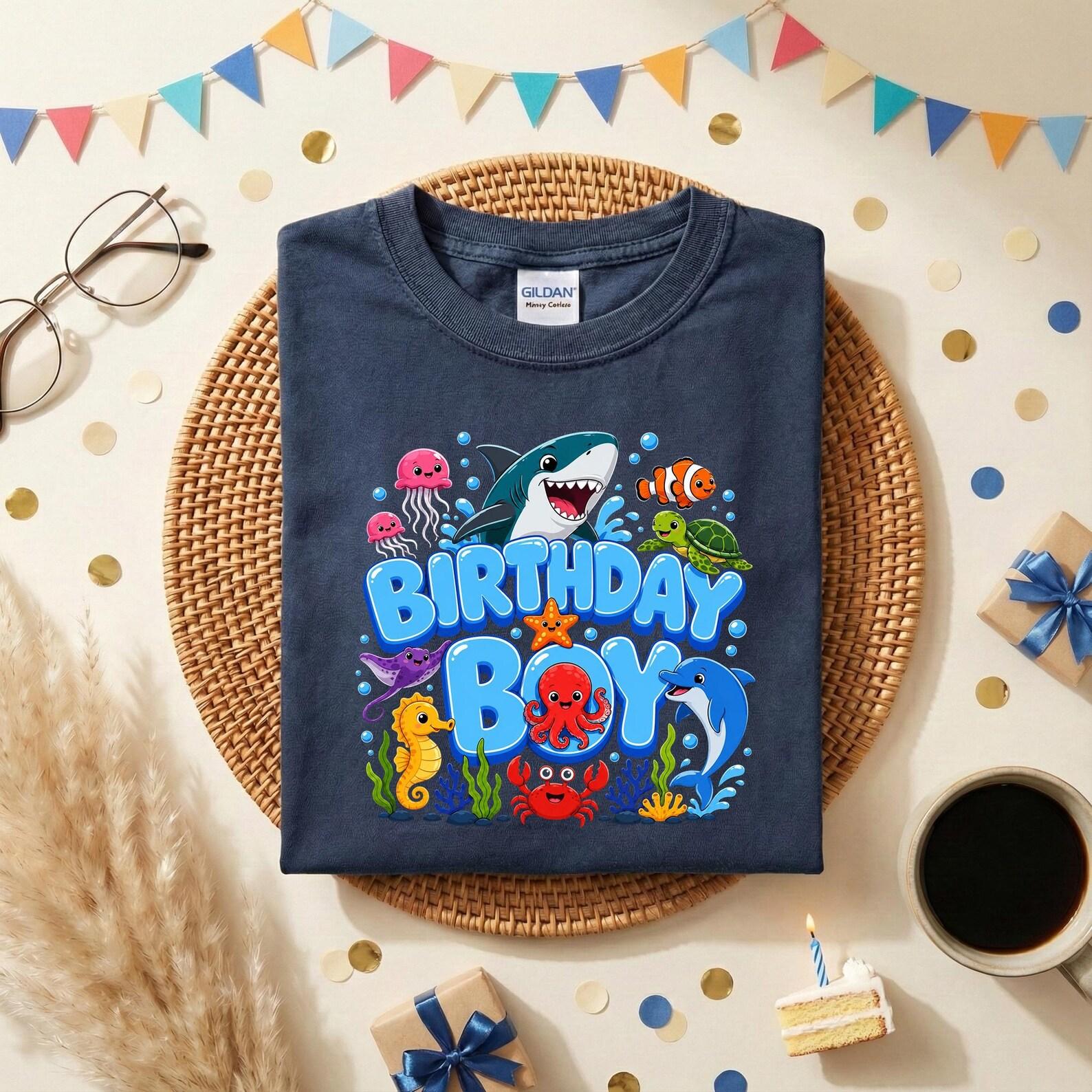 Birthday Boy Ocean Animals Shirt, Under The Sea Birthday Tee, Marine Birthday Party Shirt, Sea Creature Birthday Outfit, Kids Birthday Gift 150