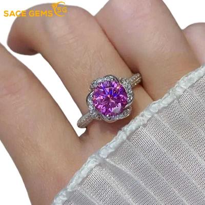 Anillo de moissanita rosa de 1-2CT con certificado GRA, anillo solitario de diamante de laboratorio VVS1 para mujer, joyería de compromiso y boda