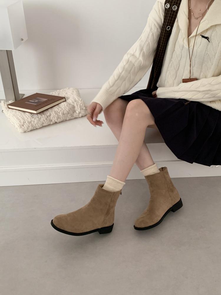 Short Boots Women's Spring and Autumn Single Boots 2025 New Thick Heel Thin Boots Autumn and Winter Chelsea Martin Boots Short and Bare Boots