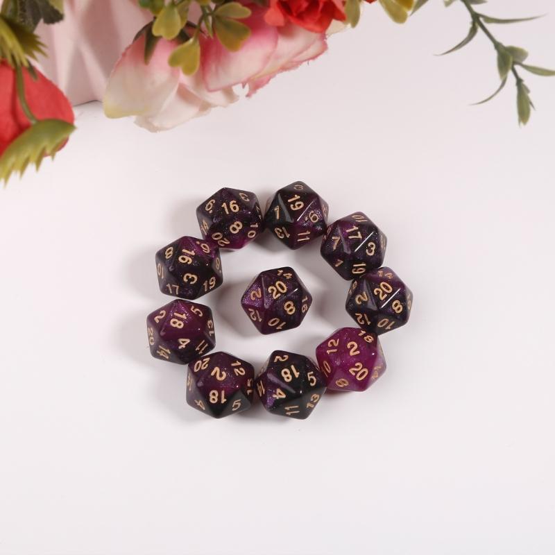 10 Pcs Polyhedral RPG Dice Acrylic 20-Sided Double-Color Game Dice for Aesthetic Conscious Tabletop Player Easy-Use 24BD