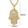 Türkisches Nazar Boncuk Hamsa Hand der Fatima Anhänger Halskette Goldfarbe Edelstahl Iced Out Ketten Für Damen Herren Hip Hop Schmuck