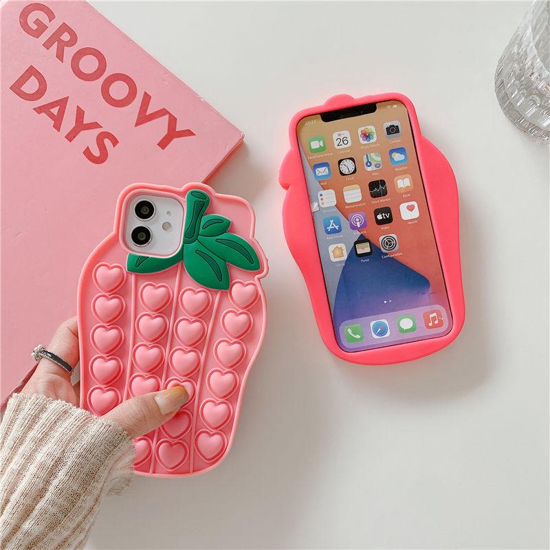 Buy Pop Push It 3D Heart Bubble Strawberry Case For iPhone 12/12