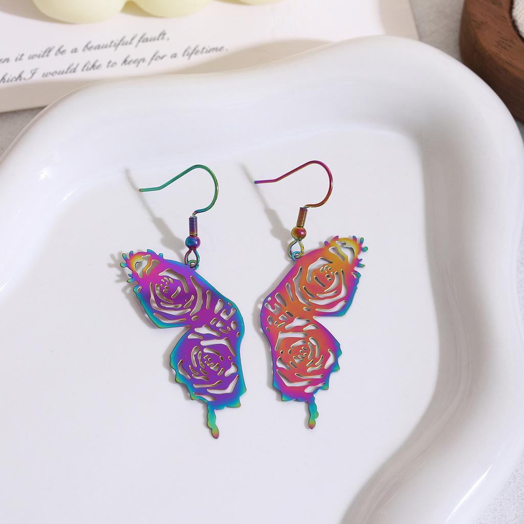 Creative Personality Symphony Hollow Butterfly Earrings, Light Luxury Ethnic Style Sweet Cool Style Fashion Temperament Earrings