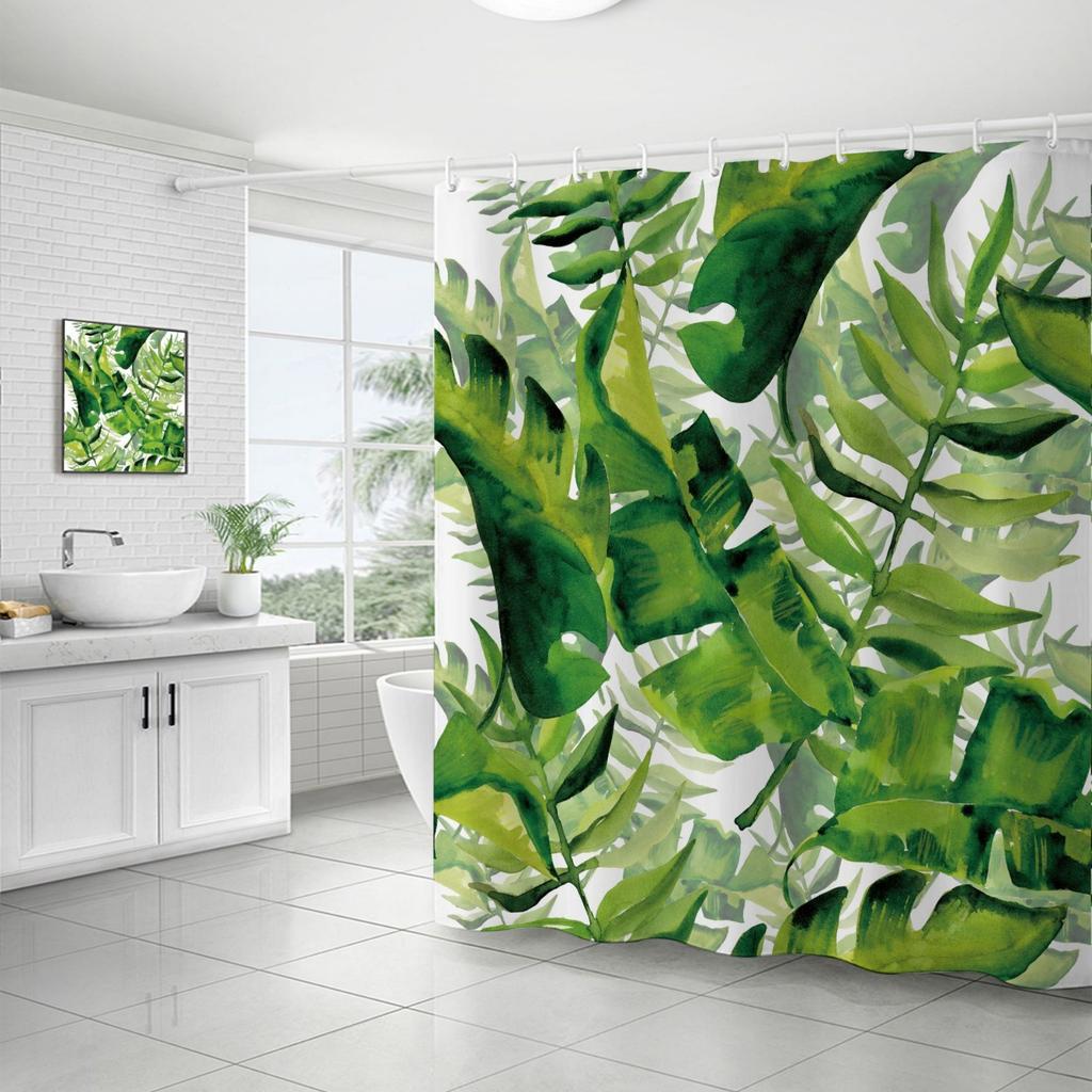 European Flowers, Birds, Plants Bath Curtains Waterproof Shower Curtain 3D Printing Bathroom Decoration with Hook Bath Screen