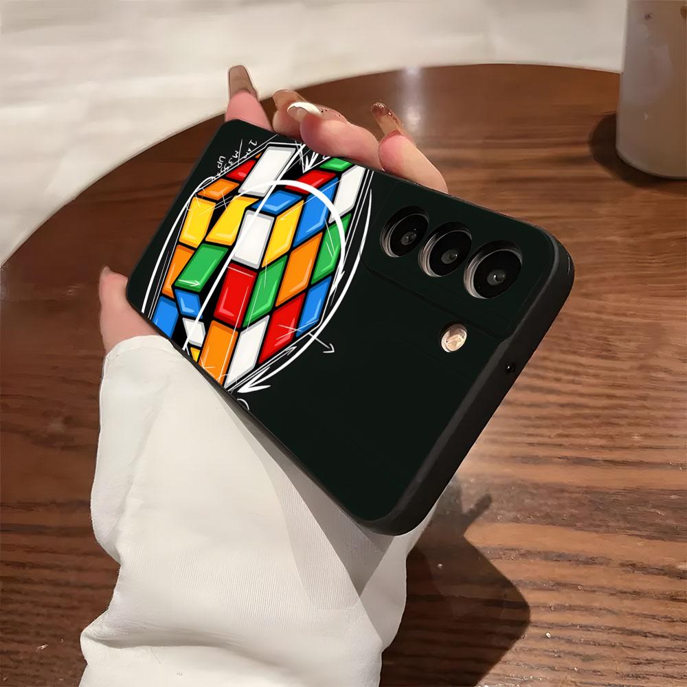 

Cool Funny Rubiks Cube Phone Case For Samsung S26 S25 S24 FE S23 S22 S21 Plus S20 Ultra Note20Ultra Black Soft Shell Galaxy S26 Plus