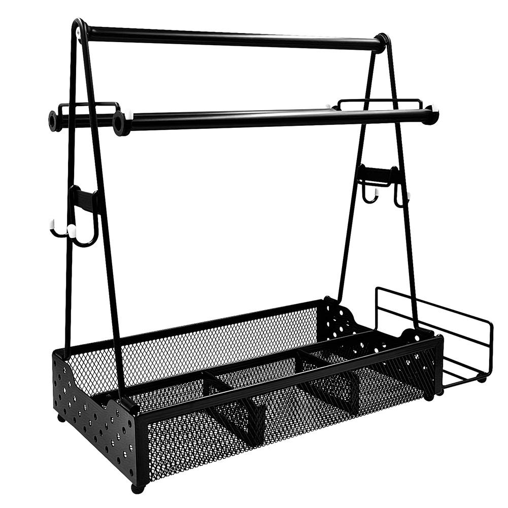 

Grill Caddy & Plate Holder W/ Paper Towel Picnic Grill Condiment Caddy BBQ Accessories Storage Organizer for Camping BBQ Kitchen чорний