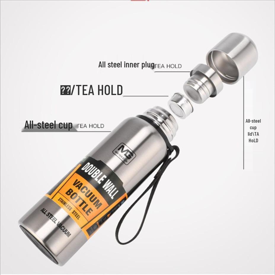 Isolerad utomhuskittel med stor kapacitet helt i stål med handtag i 304 rostfritt stål - Vakuum Sportvattenflaska