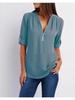 2026 Dames Cool Los Shirt Diepe V-hals Chiffon Mode Blouse Casual Dames Tops Sexy Rits Pullover Grote Maten