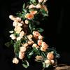 1Pc Autumn Simulation 86.6 Inch Rose Fence Hanging Flower Rattan for Outdoor Yard Patio Garden Home Holiday Party Decoration