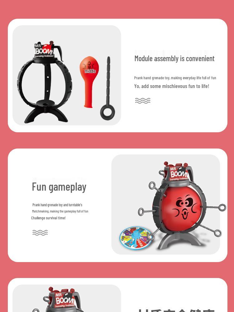 Grenade Blast Balloon Toy: Educational Tabletop Party Game for Multiplayer Balloon Popping Battles