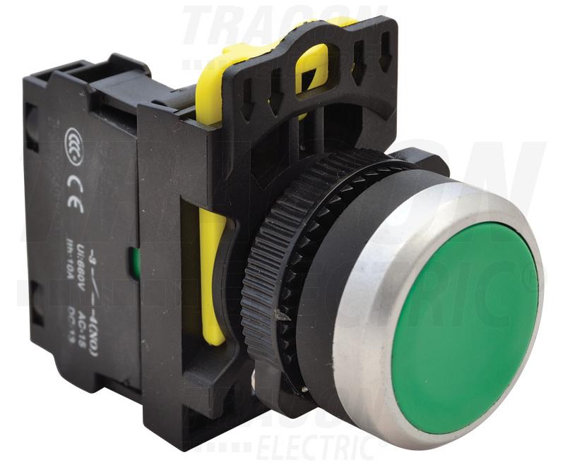 Covered Pushbutton, Green 1Xno, 5A/230V Ip65