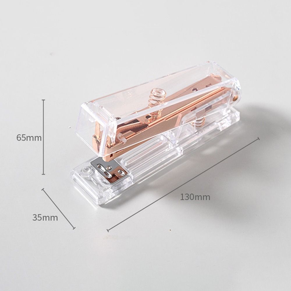 Rose Gold Transparent Stapler Manual Book Binding Machines Paper Stapler  School Office Supplies