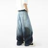 Spring new men's jeans American high street personality gradual change loose casual wide leg trousers