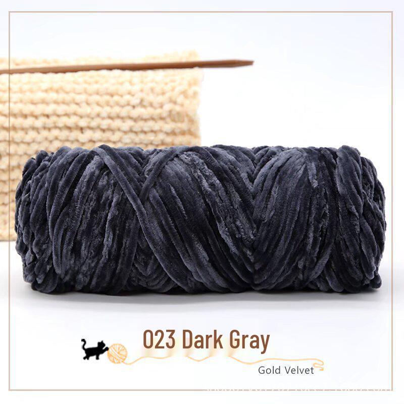 Golden Chenille Silk Velvet Yarn: Medium-Thick Polyester Yarn for Scarves, Glossy Velvet Crochet, and Wool Knitting Projects.