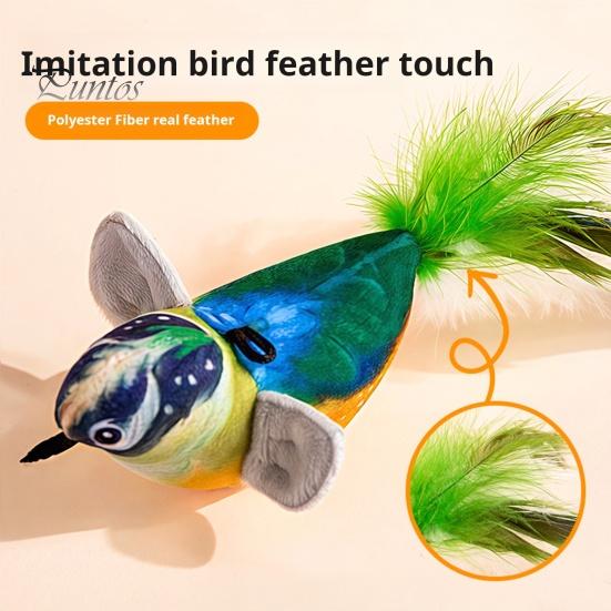 Pouncing Cat Toy Chirping Bird Interactive Simulation Electric Touch Activated Hunting Instinct Plush Teaser for Indoor Cats And Dogs Sounds