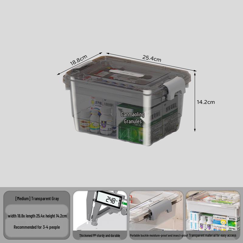 Compact Multi-layer Transparent Medicine Organizer with Large Capacity