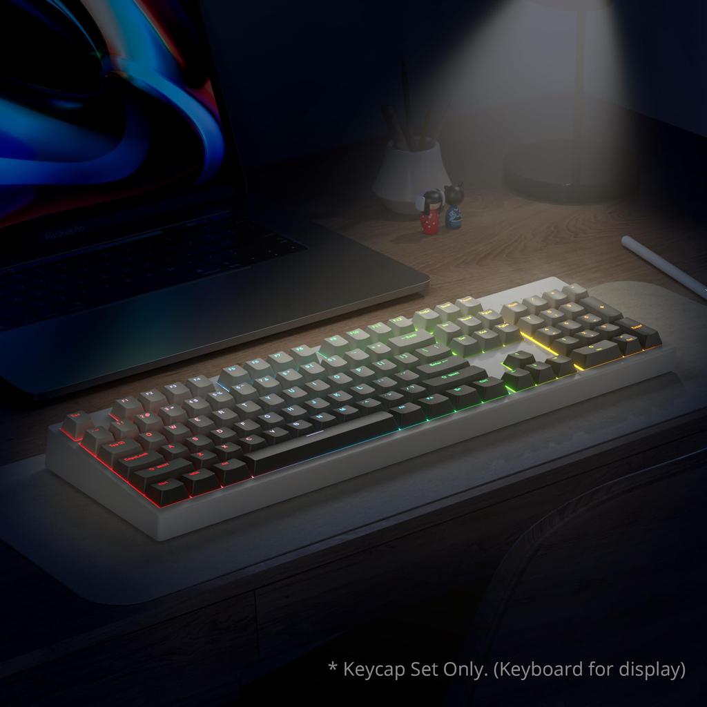 135 Keys Double Shot PBT Light Transmitting Grey OEM Profile Minimalist Style Custom Keycaps for Mechanical Keyboard Keycaps, Shine-Through (Gradient