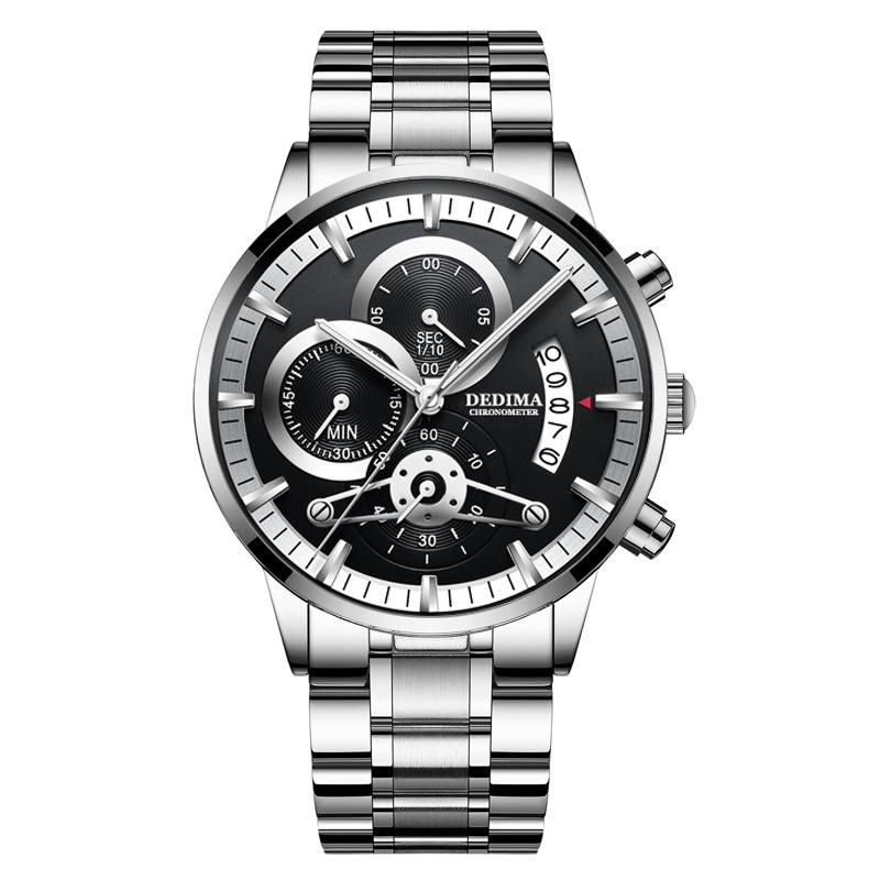 DEDIMA New Quartz Watch Brand Luxury Waterproof Chronograph Luminous Casual Men's Clock Three Eyes 6-pin Multi-function Watches
