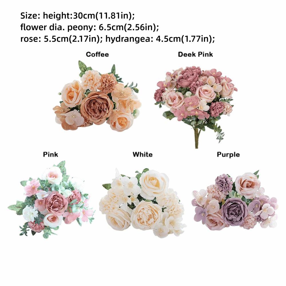 7 Forks Artificial Rose Flower DIY Accessories Multicolor Faux Peony Flower Photo Props Simulation Hydrangea Flower