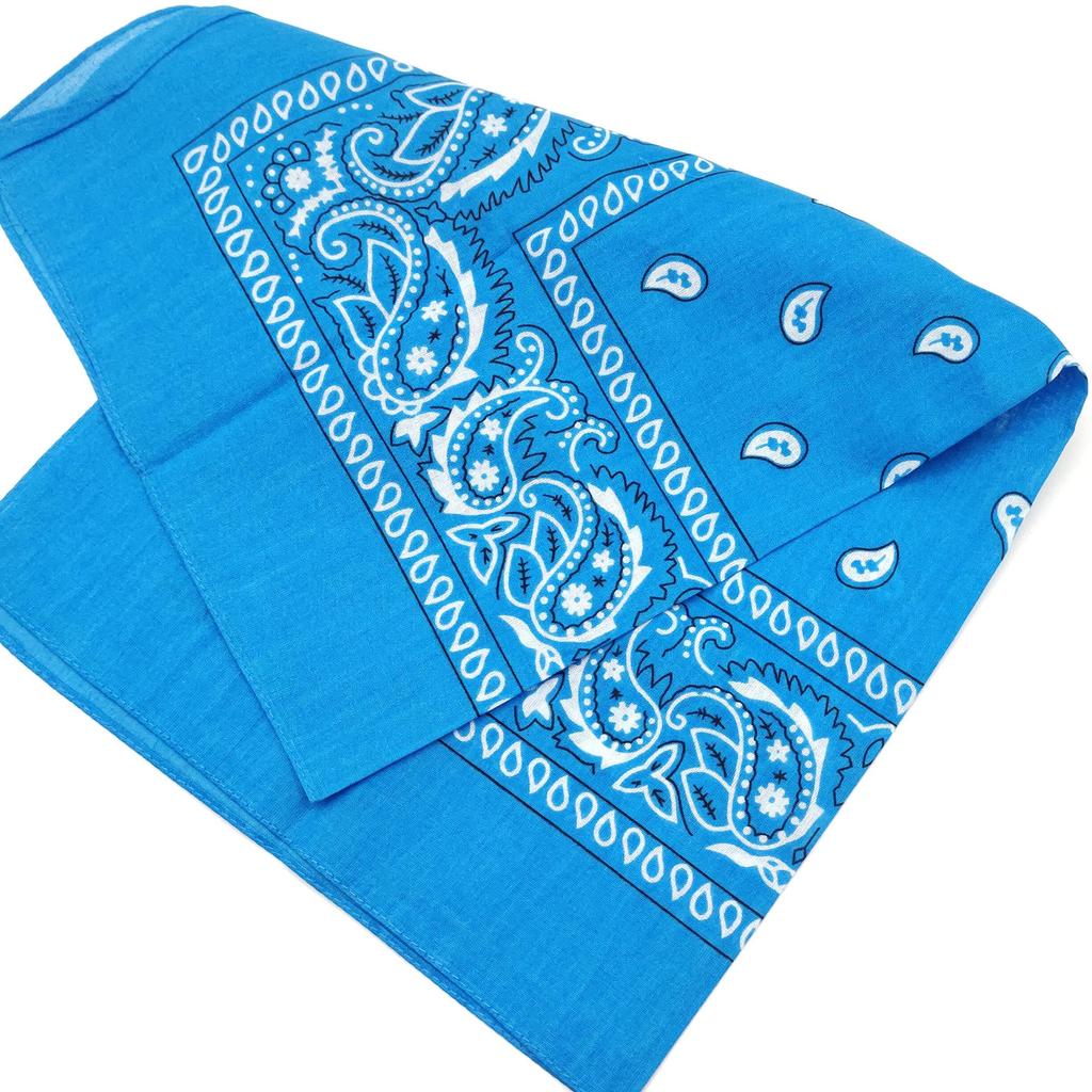 Trifong bandana light blue paisley 100% cotton blue bandana adult stylish cotton handkerchief bandana men's women's unisex 55cm x 55cm blue