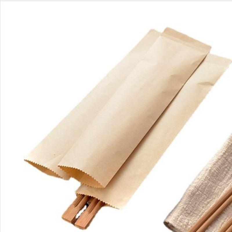 Kraft paper chopsticks set disposable chopsticks set paper bag knife fork spoon tableware set packing bag Individual Packing 100pcs