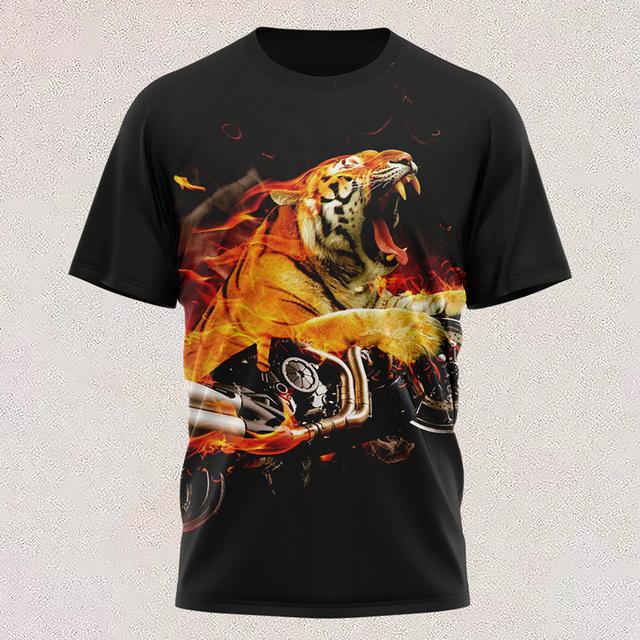 New T Shirt Full-color Tiger Head Short-sleeved Cool T-shirt Round Neck 3d Printed Casual Short-sleeved Shirt Oversized Clothing