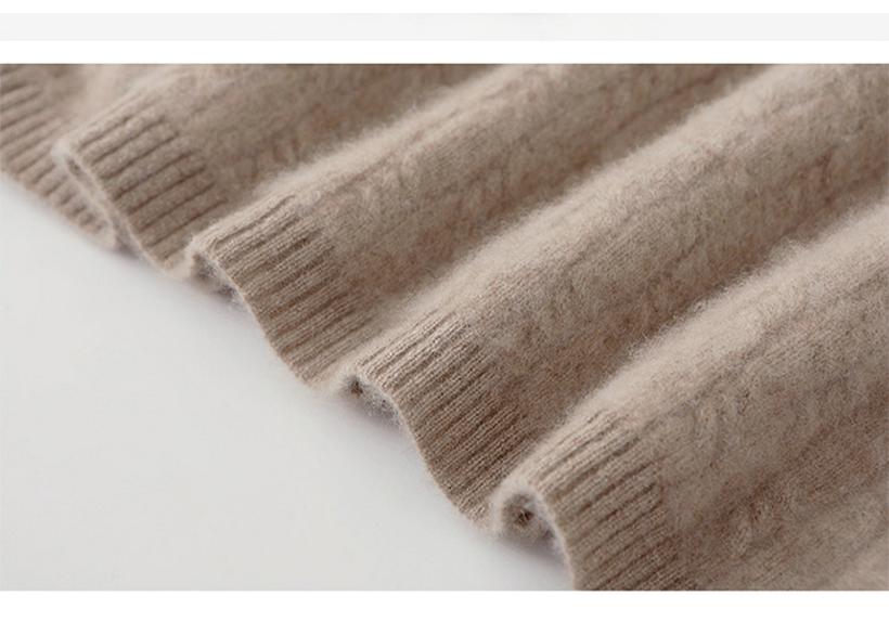 Women's Mid-Length High Neck Pure Wool Cashmere Sweater Dress - Thickened Knit for Autumn Winter