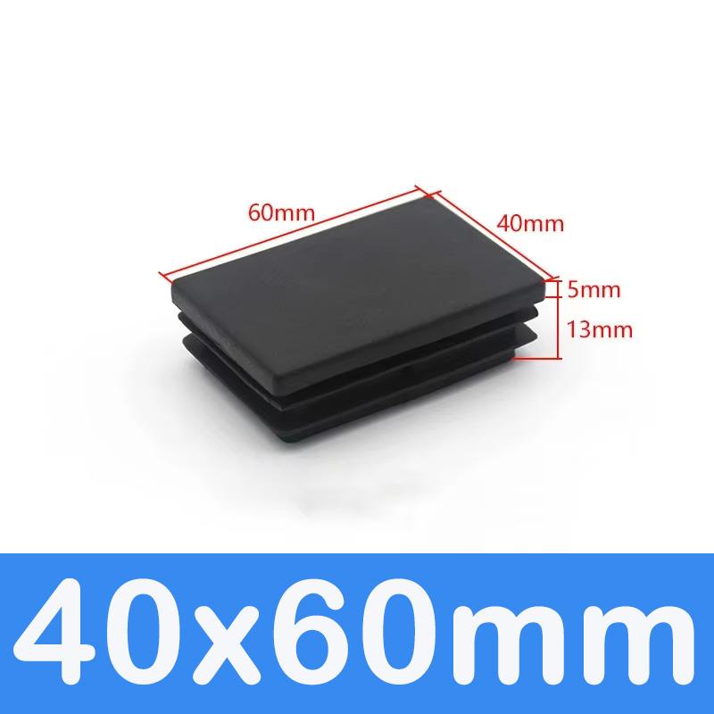 Rechthoekige Buis Dop Inzetstukken Zwart Plastic Afsluitdoppen 10x15mm-60x100mm Meubels Tafels Stoelen Voetdoppen