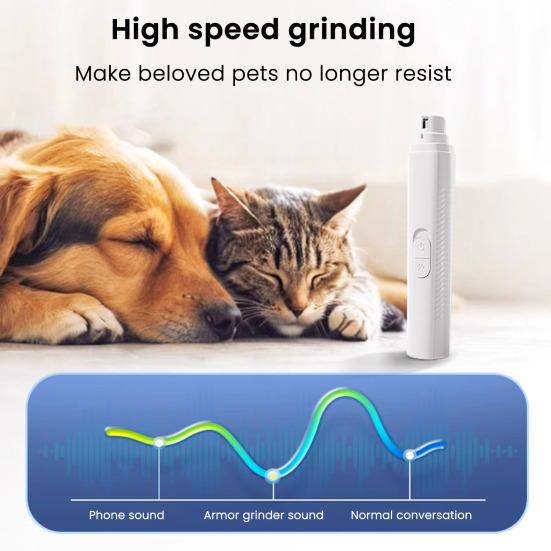 Electric Pet Nail Grinder USB Rechargeable Dog Nail Trimmer with LED Light 3 Grinding Methods Silent Portable Nail Grinder for Small to Large Dogs