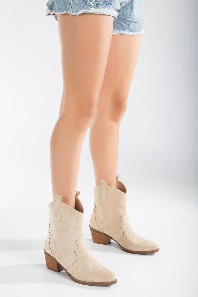 Mink Stone Cream Skin Beige Matte Suede Western Cowboy Boots,Women's Boots Women's Fashion Casual Shoes Waterproof Winter Shoes Snow Shoes