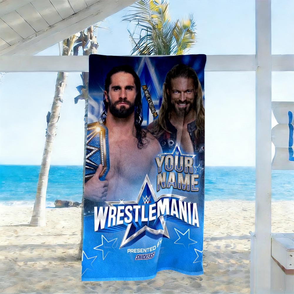 Wrestlemania Customize Your Name Beach Towel Soft Durable Quick-Dry Portable for SwimmingBeachCamping Travel Beach AccessoriesGym