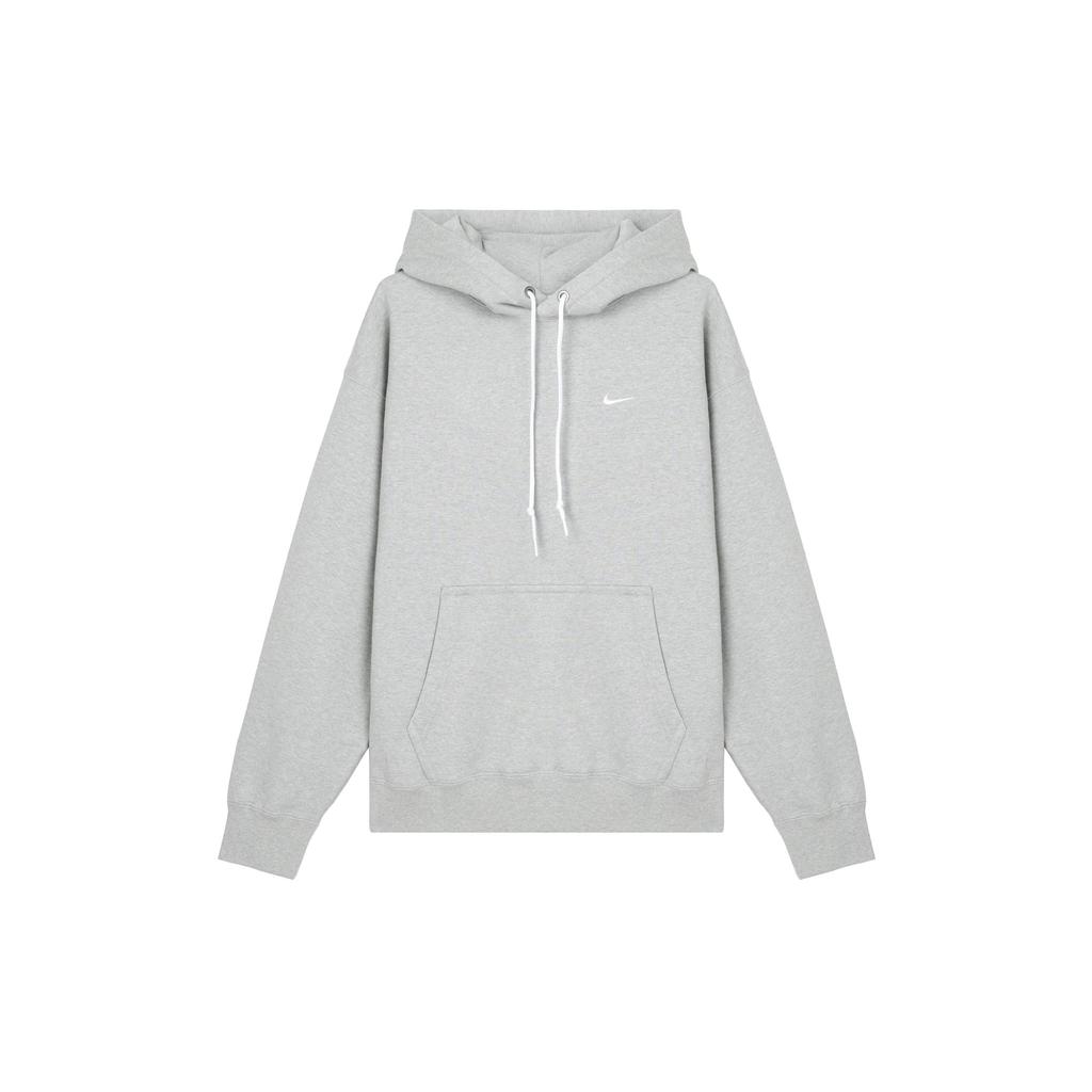 Nike Solo Swoosh Fleece Pullover Hoodie Dark Grey Heather/White Men Streetwear DX1355-063