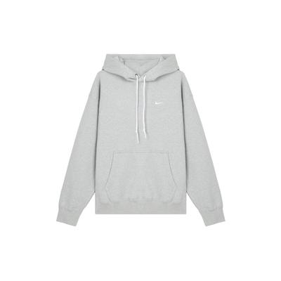 Nike Solo Swoosh Fleece Pullover Hoodie Dark Grey Heather/White Men Streetwear DX1355-063