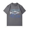 Men's 100% Cotton Crew Neck Short Sleeve T-Shirt, Casual Retro Three Fish Printed Comfortable Tee, Lightweight Breathable Daily Summer Top for Men