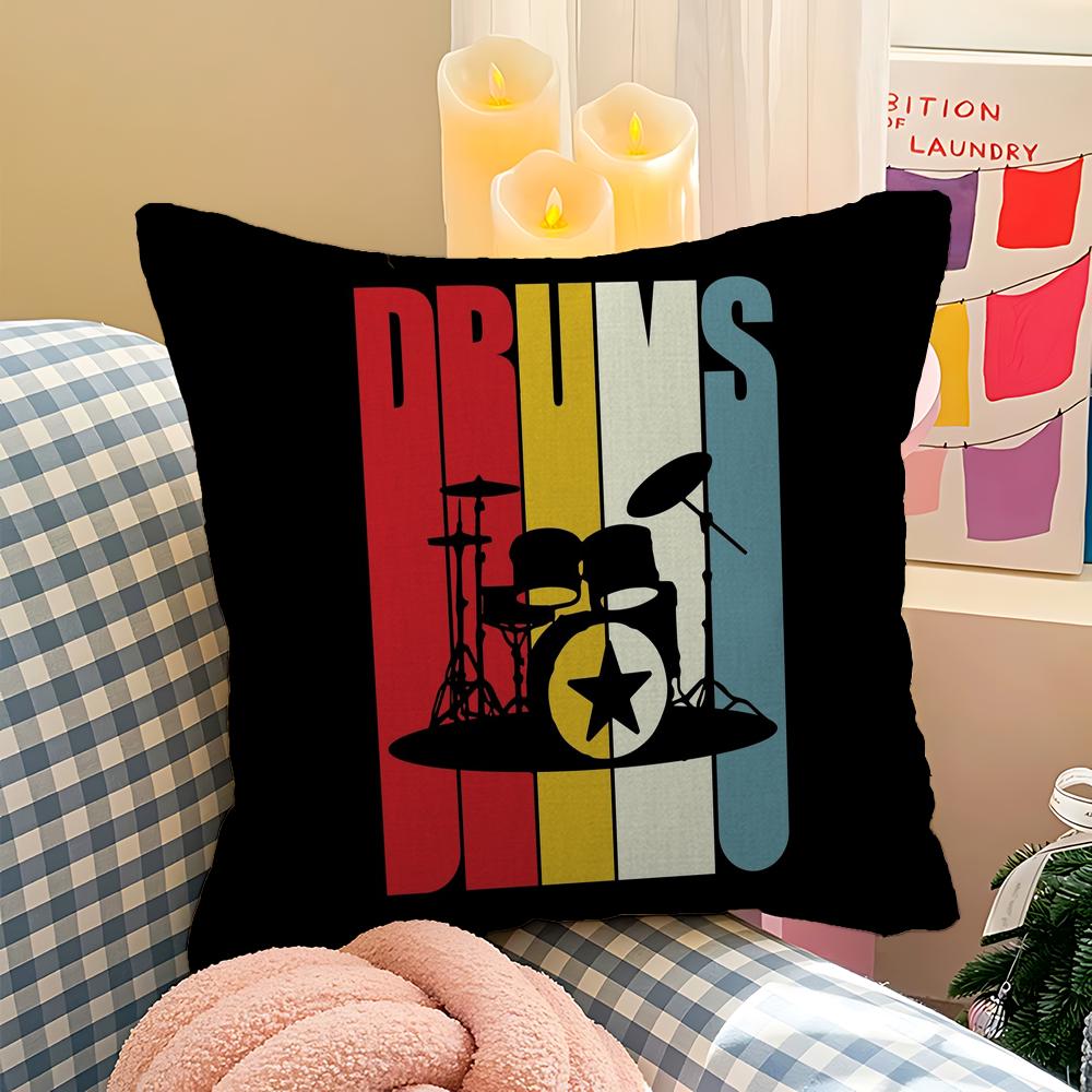 Cool Drum Kit Pillow Cushion Cover Pillowcase Living Room Sofa Home Decor Customized