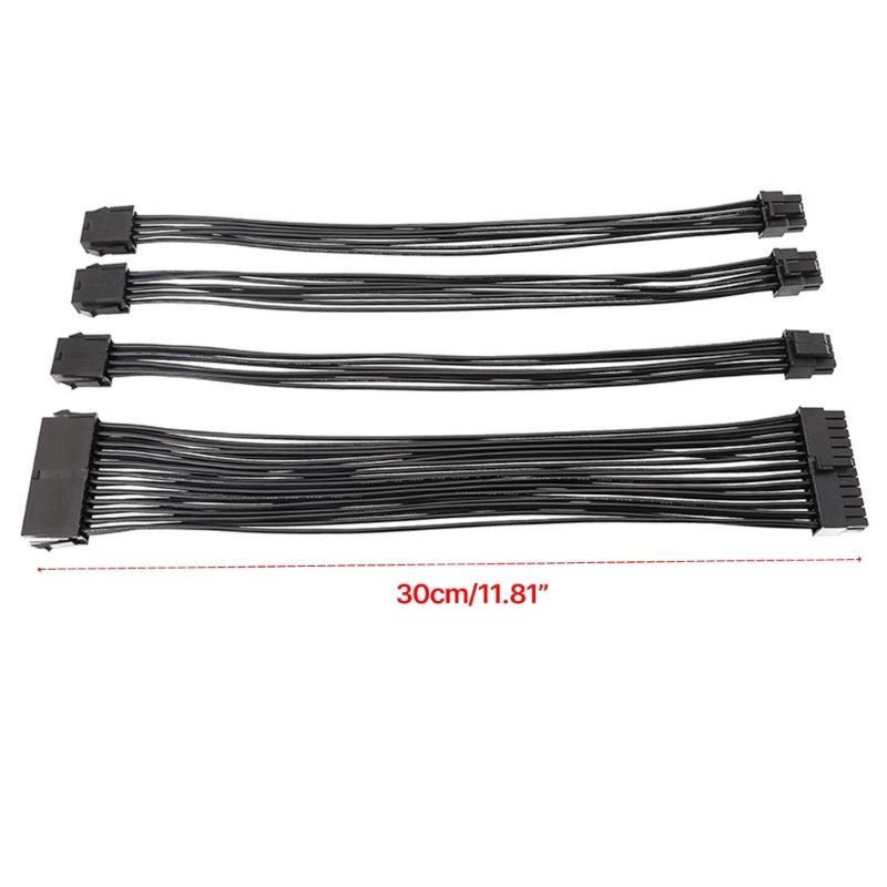 Mainboard Power Supply Extension Cable Kit 24Pin GPU 8Pin PCIE 6+2Pin CPU 8Pin 18AWG Power Cord Comb Holder