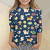 Kinder Tierdruck Rundhals Dreiviertelarm Lässiges T-Shirt Weicher Bequemer Stoff Geeignet für den Alltag und Spielzeit
