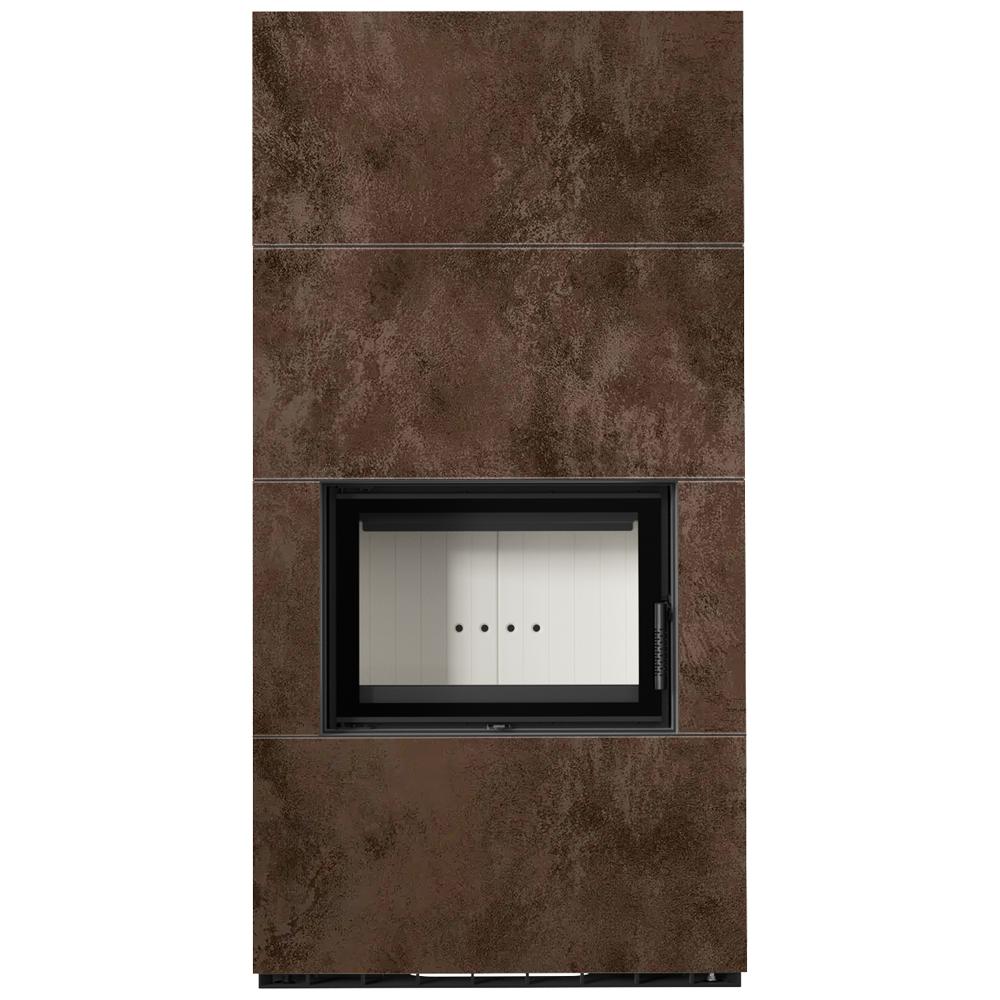 Modułowy kominek KRATKI FLOKI BOX 8 kW Ø 160 kwarcowy spiek OXIDE MORO samozamykające się drzwi