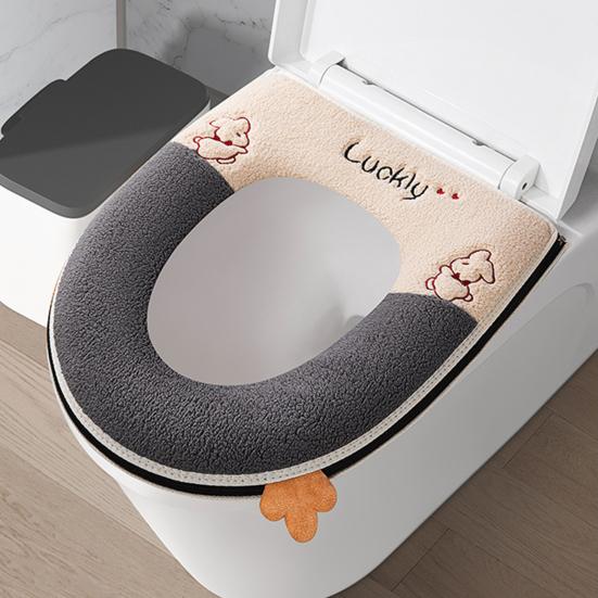 Klozet kapağı Kalınlaşmış Yumuşak Şanslı Karikatür Tavşan Fermuar Kapatma Su Geçirmez Dört Mevsim Evrensel Banyo Klozet Isıtıcı Yastık Pedi