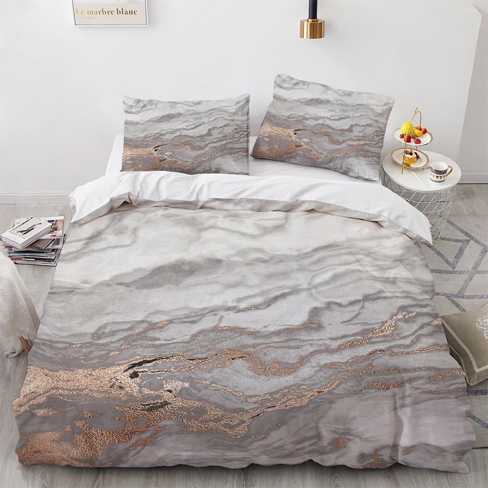 Colourful Marble Bedding Set Purple and Green Marble Duvet Cover Set Men Teens Boy Modern Abstract Art Polyester Comforter Cover