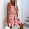 Damska sukienka na ramiączkach w kwiaty typu swing damska bez rękawów letnia mini sukienka plażowa